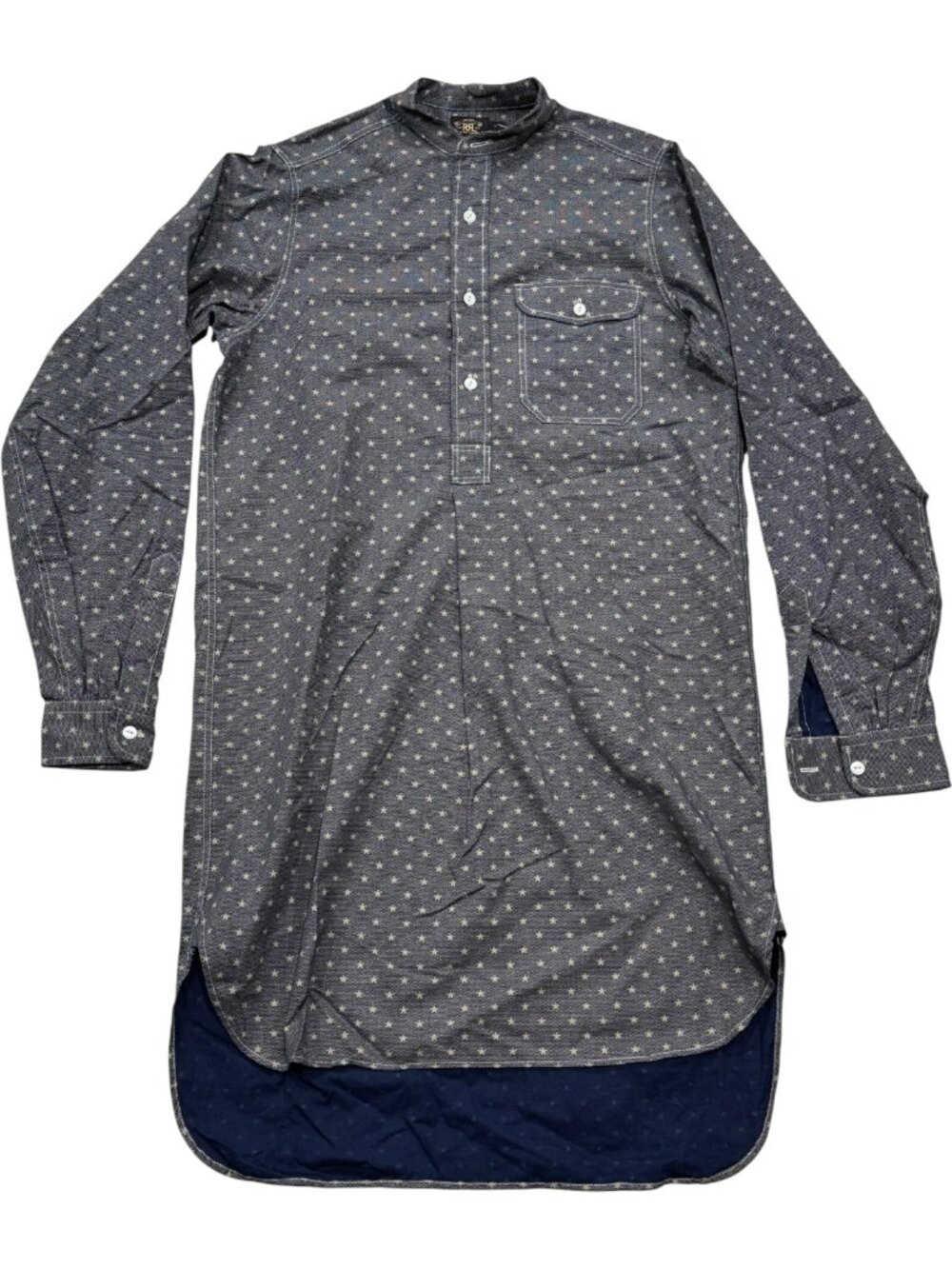 Double RL RRL Ralph Lauren Star Print Tunic Shirt Dress Blue Size 2 Rare